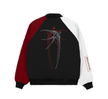 Бомбер MEDOOZA "Birds" (черно-красно-белый)