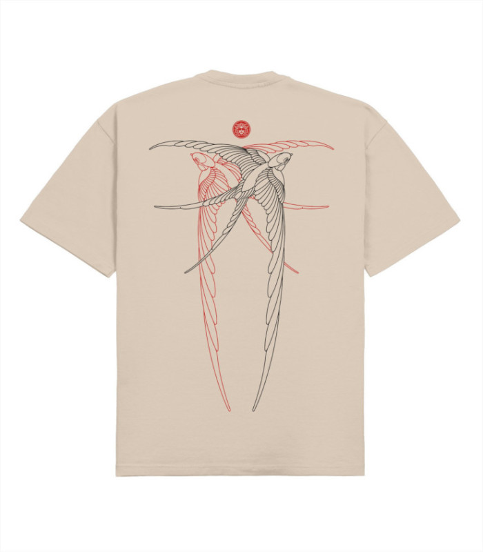 Футболка boxy MEDOOZA "Birds" (бежевый)