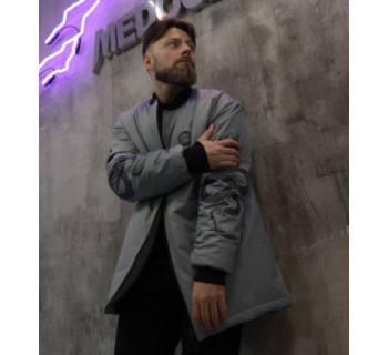 Бомбер удл. MEDOOZA "Viper" (светло-серый)