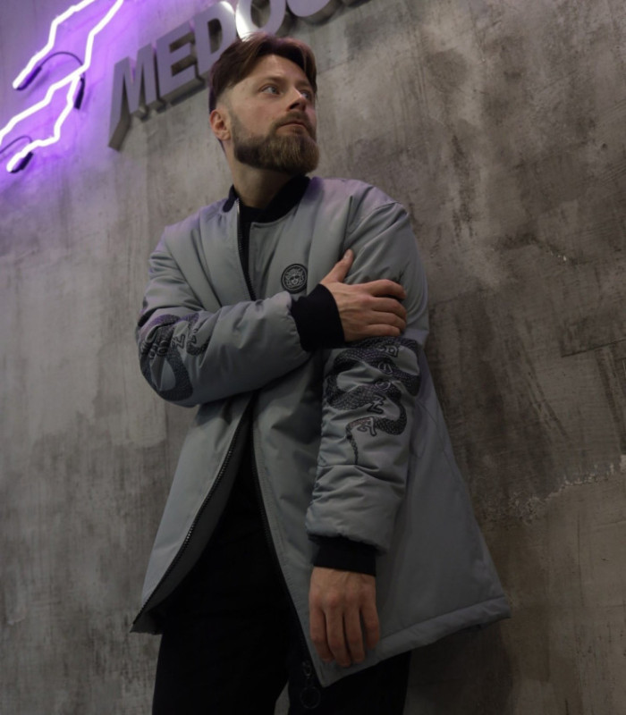 Бомбер удл. MEDOOZA "Viper" (светло-серый)