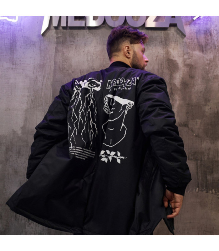 Бомбер удл. MEDOOZA "Shocked" (черный)