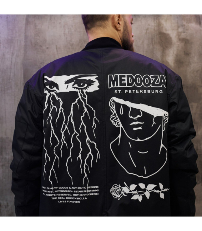 Бомбер удл. MEDOOZA "Shocked" (черный)