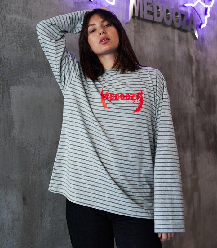 Лонгслив MEDOOZA "Metal Type" (W) (полосатый светлый)