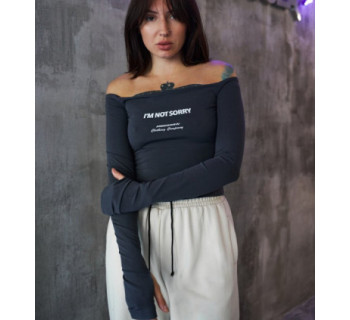 Топ с открытыми плечами MEDOOZA "I'm not sorry" (W) (графит)