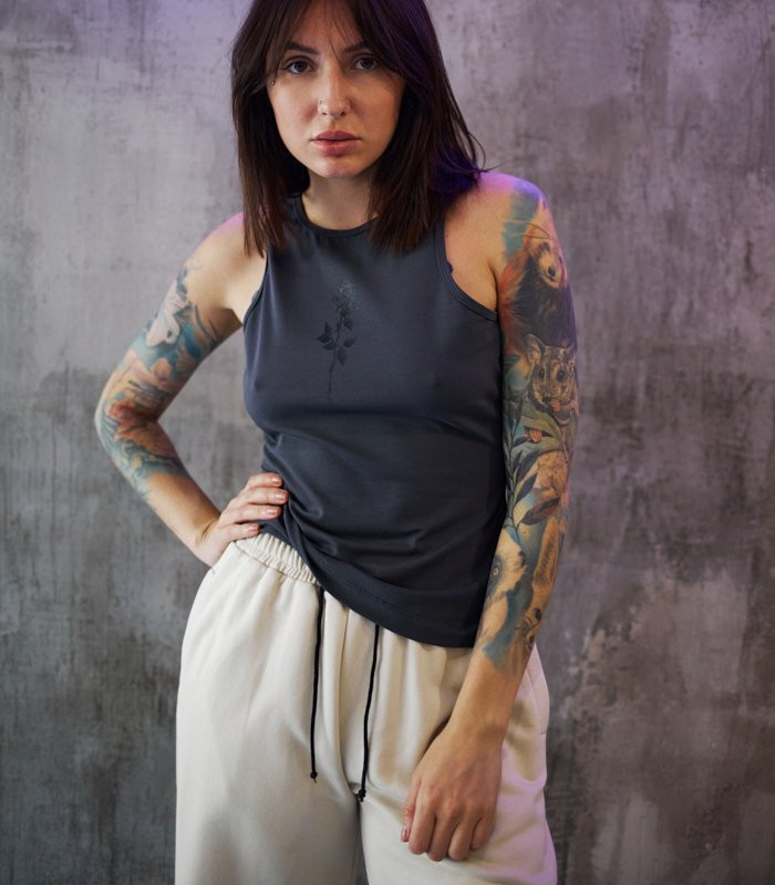 Майка MEDOOZA "Barbed Rose" (W) (графит)