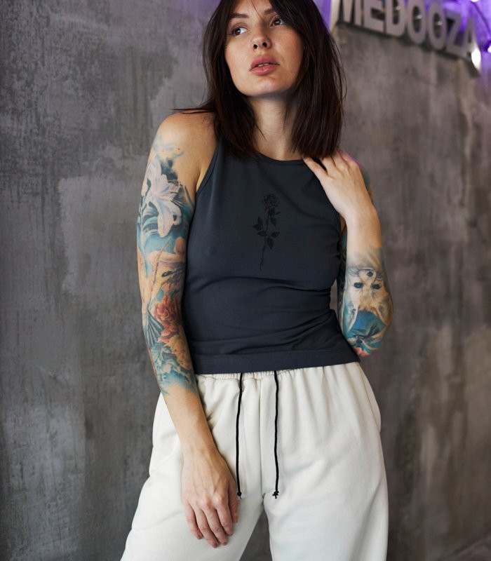 Майка MEDOOZA "Barbed Rose" (W) (графит)