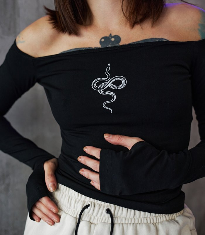 Топ с открытыми плечами MEDOOZA "Snake" (W) (черный)