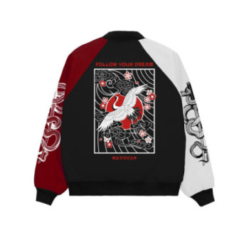 Бомбер MEDOOZA "Japaniac" (черно-красно-белый)