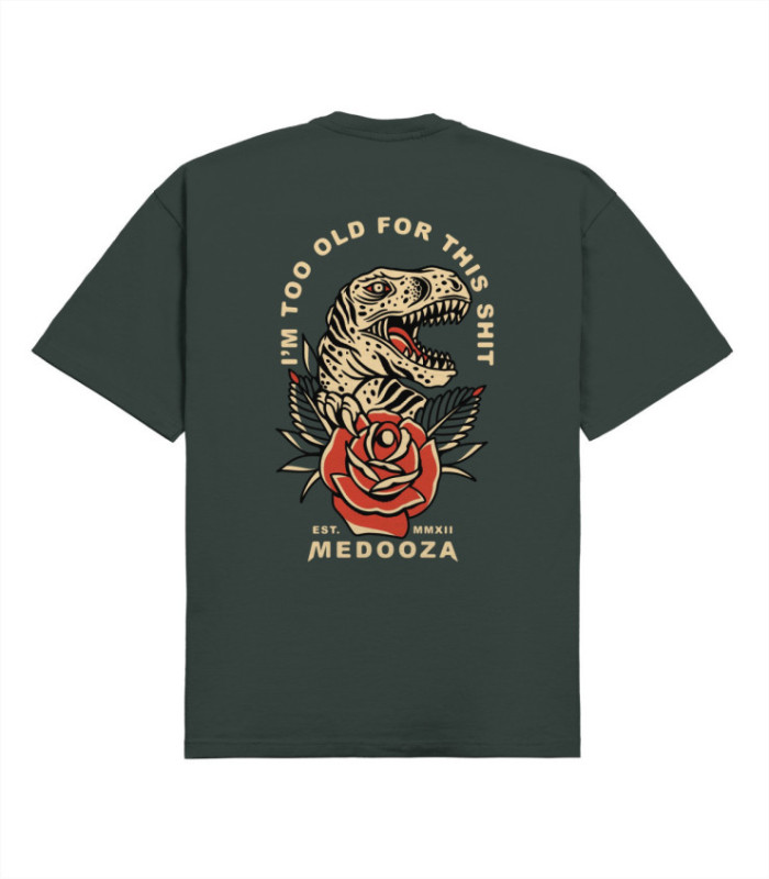 Футболка boxy MEDOOZA "Dinosaur" (темно-зеленый)