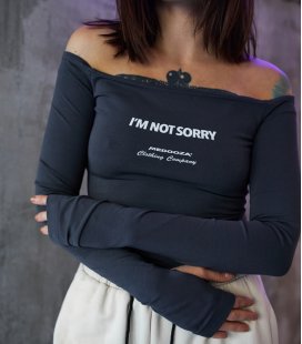 Топ с открытыми плечами MEDOOZA "I'm not sorry" (W) (графит)
