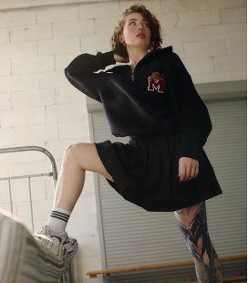 Свитшот Half-zip MEDOOZA «Tiger College» (W) (черный)