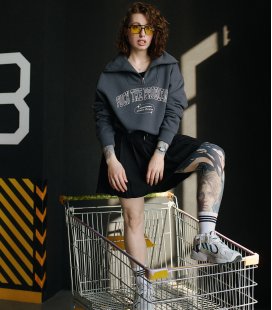 Свитшот Half-zip MEDOOZA «FTP College» (W) (графит)