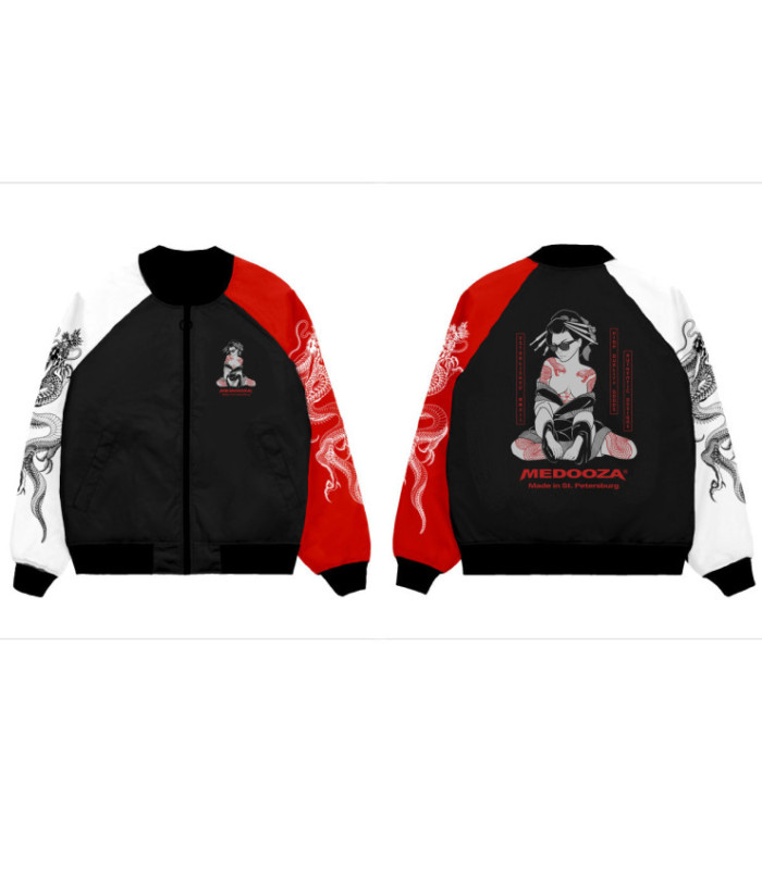 Бомбер MEDOOZA "Japaniac IV" (черно-красно-белый)