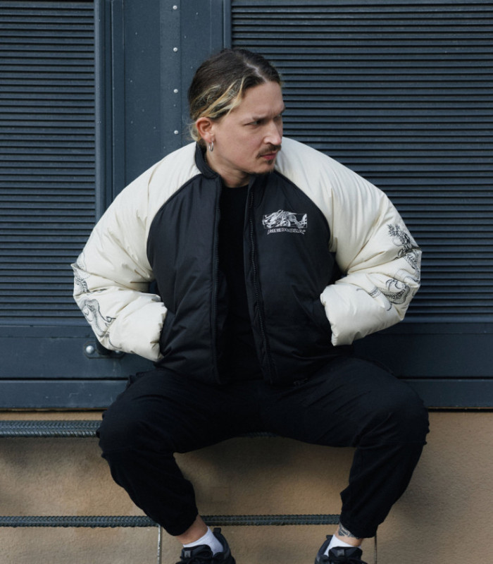 Бомбер Anabolic MEDOOZA "Super Dragon" (черно-молочный)