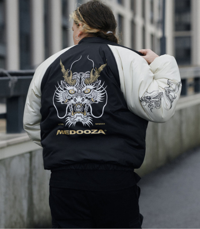 Бомбер Anabolic MEDOOZA "Super Dragon" (черно-молочный)
