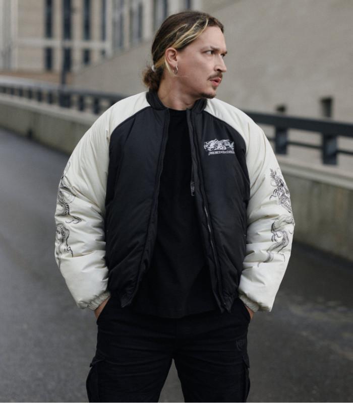 Бомбер Anabolic MEDOOZA "Super Dragon" (черно-молочный)