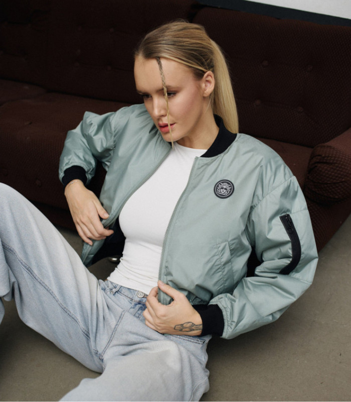 Бомбер MEDOOZA "Crane Twins" (W) (мятный)