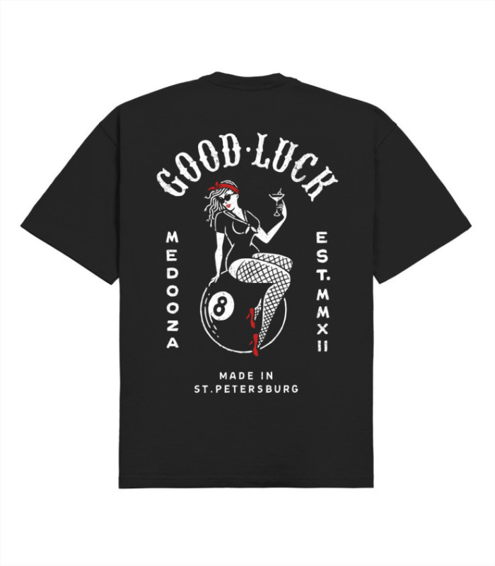 Футболка boxy MEDOOZA "Luck" (черный)