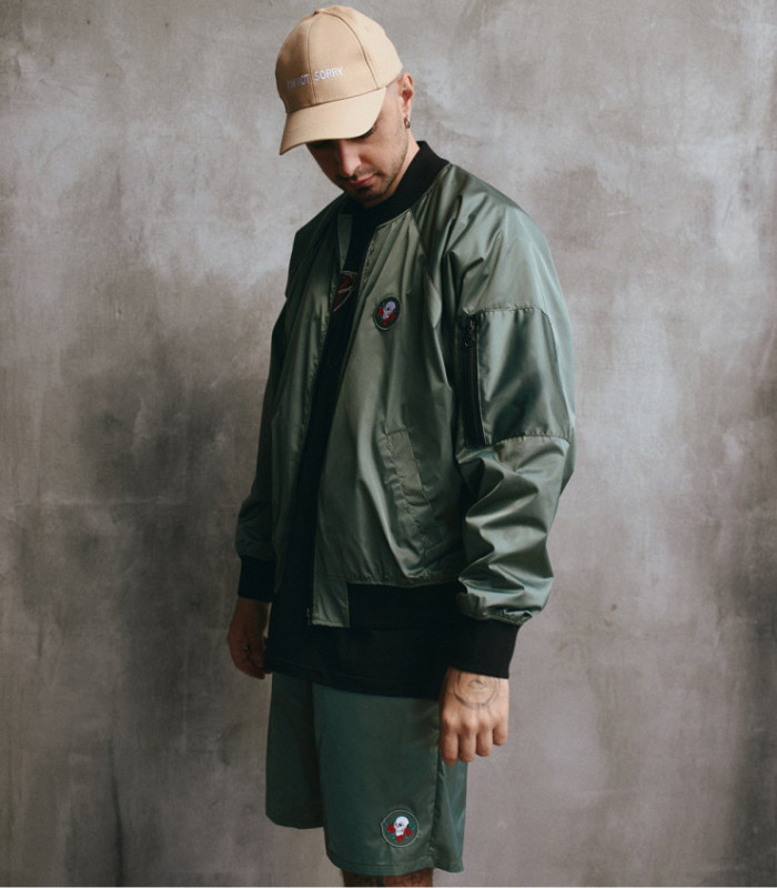 Бомбер летний MEDOOZA "Skull" (зеленый)