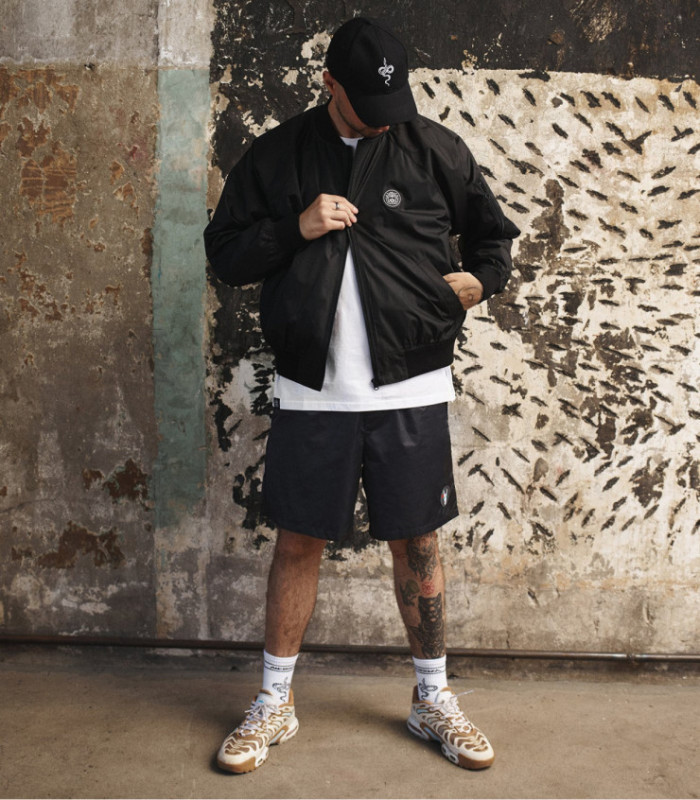 Бомбер летний MEDOOZA "Crane Twins" (черный)