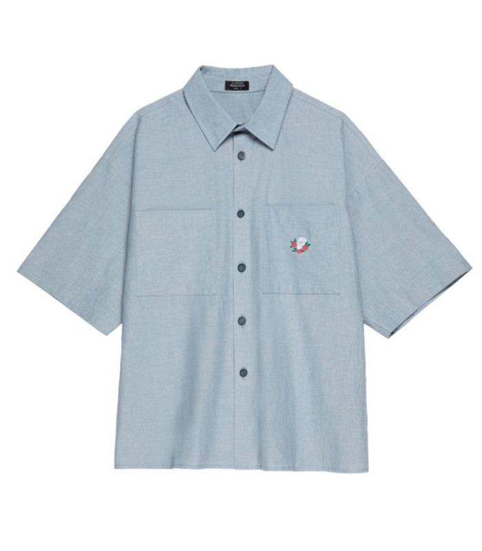 Рубашка с коротким рукавом "Skull" MEDOOZA (серо-синий)