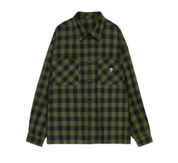 Рубашка в клетку MEDOOZA "Skull" (зелено-черный)