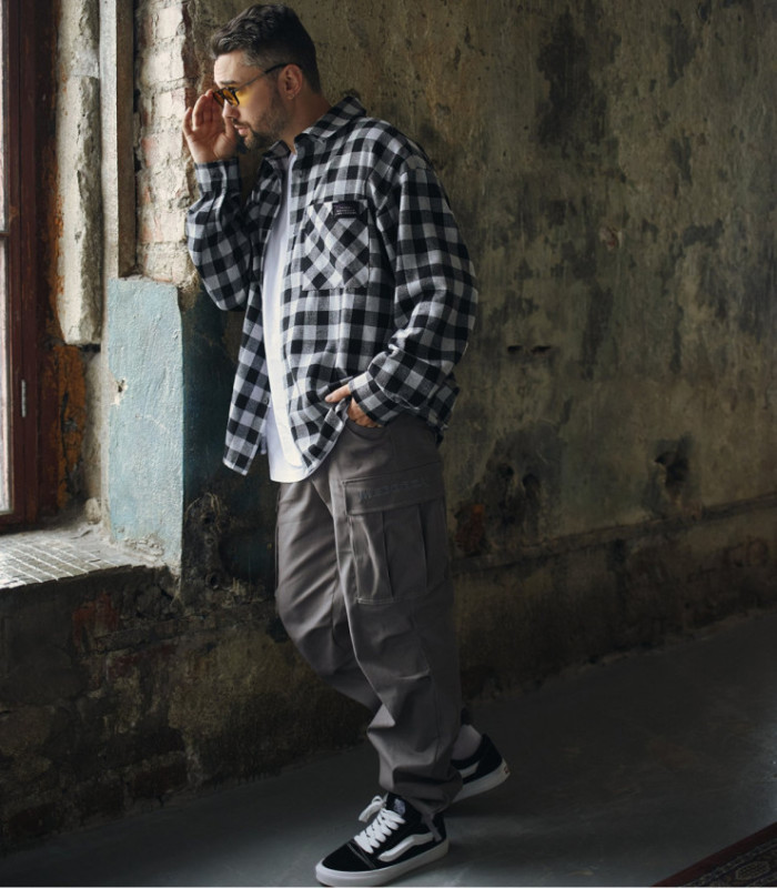 Рубашка в клетку MEDOOZA (серо-черный)