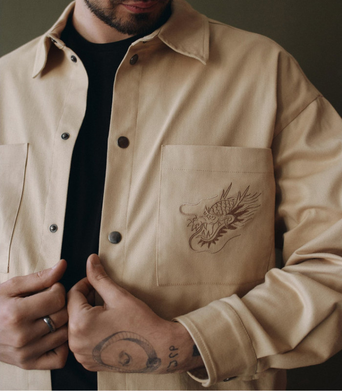 Рубашка MEDOOZA "Souvenir Dragon" (бежевый)