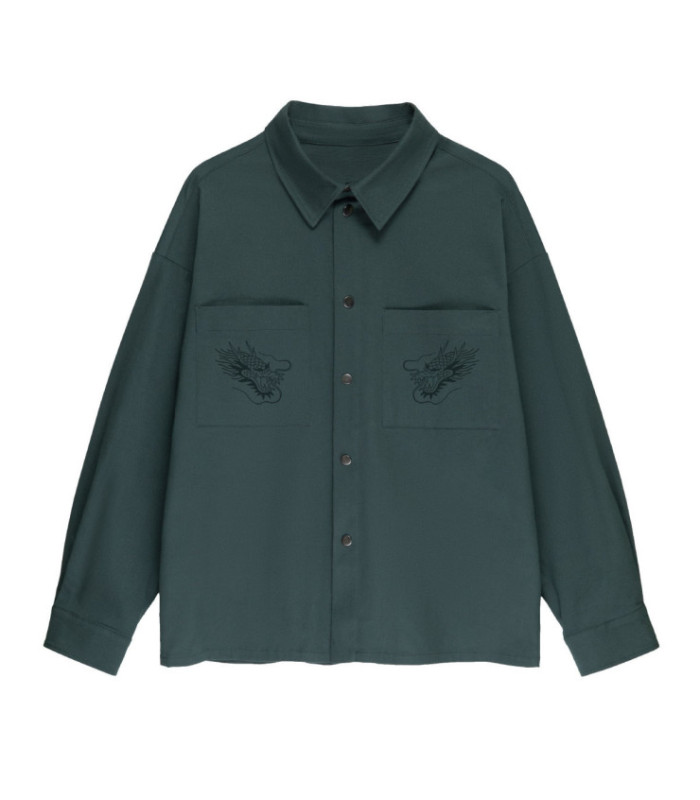 Рубашка MEDOOZA "Souvenir Dragon" (темно-зеленый)