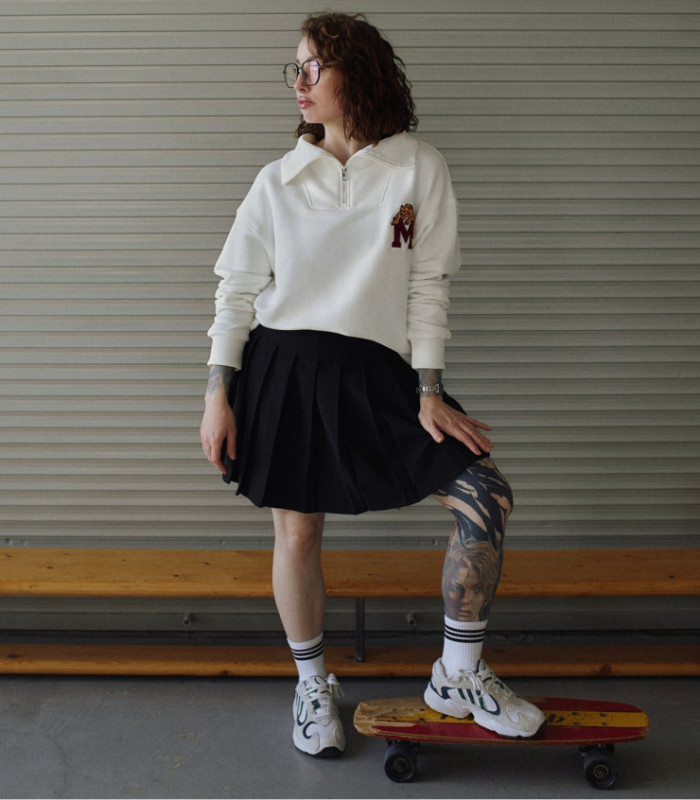 Свитшот Half-zip MEDOOZA «Tiger College» (W) (молочный)