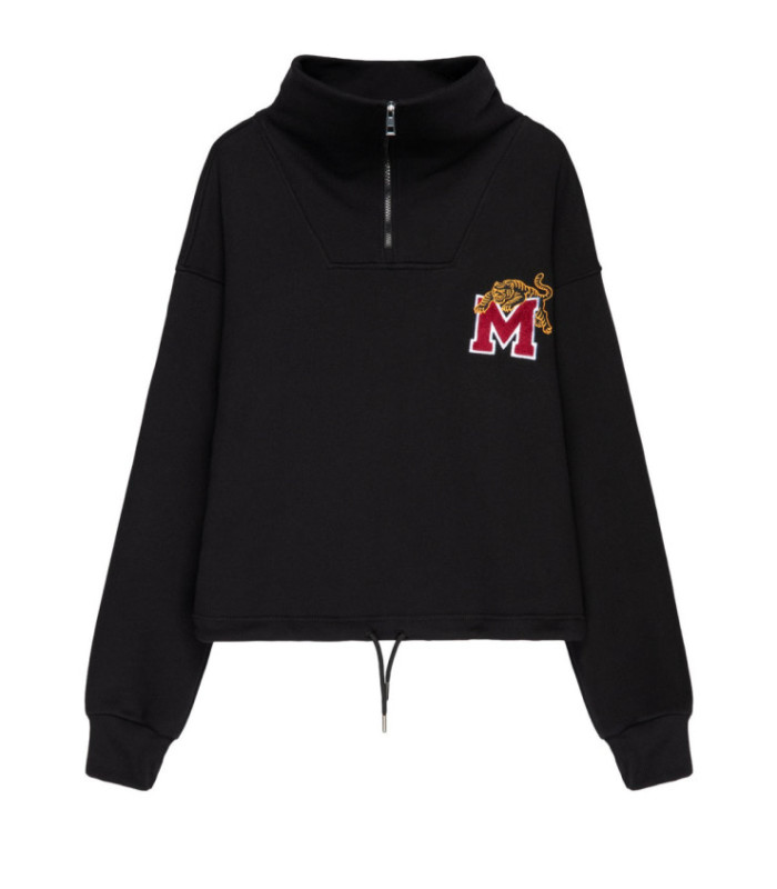 Свитшот Half-zip MEDOOZA «Tiger College» (W) (черный)