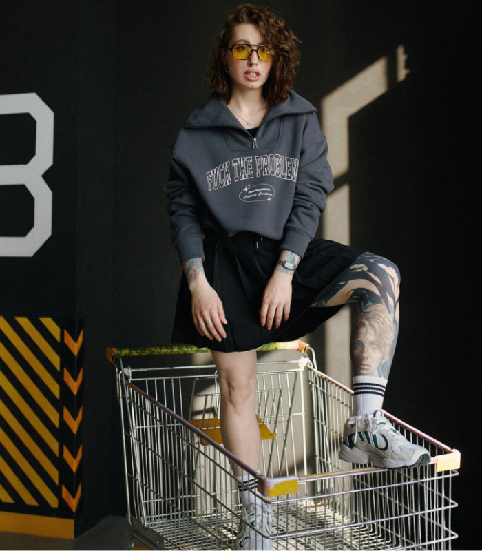 Свитшот Half-zip MEDOOZA «FTP College» (W) (графит)