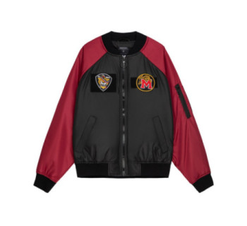 Бомбер MEDOOZA с патчами "Tiger College" (черно-бордовый)