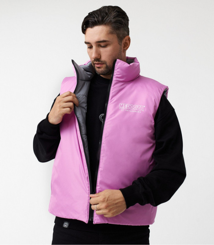 Жилетка MEDOOZA 2-сторон. "Face" (серый / розовый)