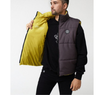 Жилетка MEDOOZA 2-сторон. "Face" (т. серый / горчица)