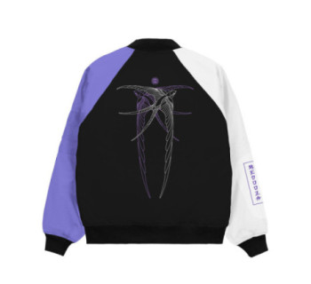 Бомбер MEDOOZA "Birds" (черно-сиренево-белый)