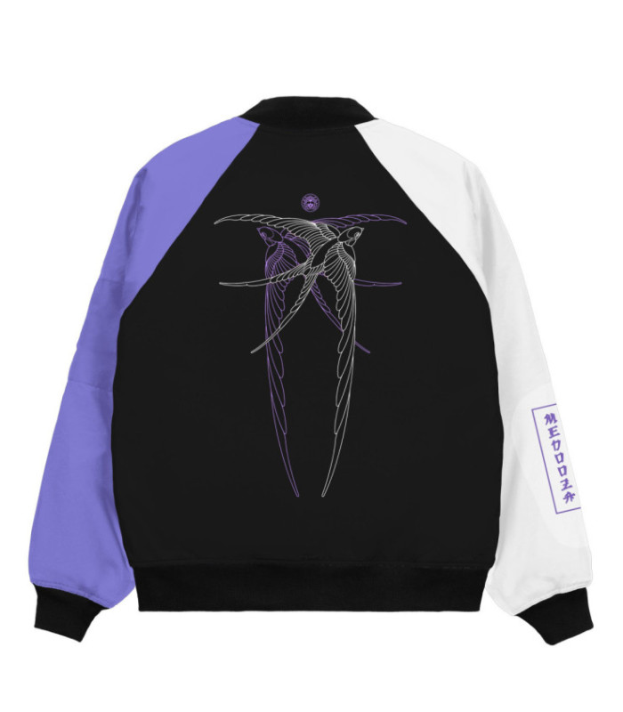 Бомбер MEDOOZA "Birds" (черно-сиренево-белый)